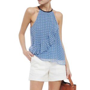 Joie Corisande Silk Halter Neck Ruffled Tank Top
